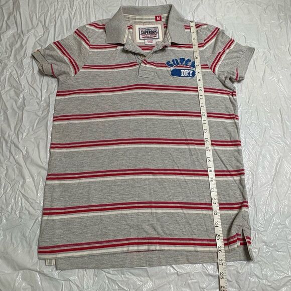 Superdry Men’s Polo Shirt with Red and Gray Stripes Size Medium - Picture 6 of 7